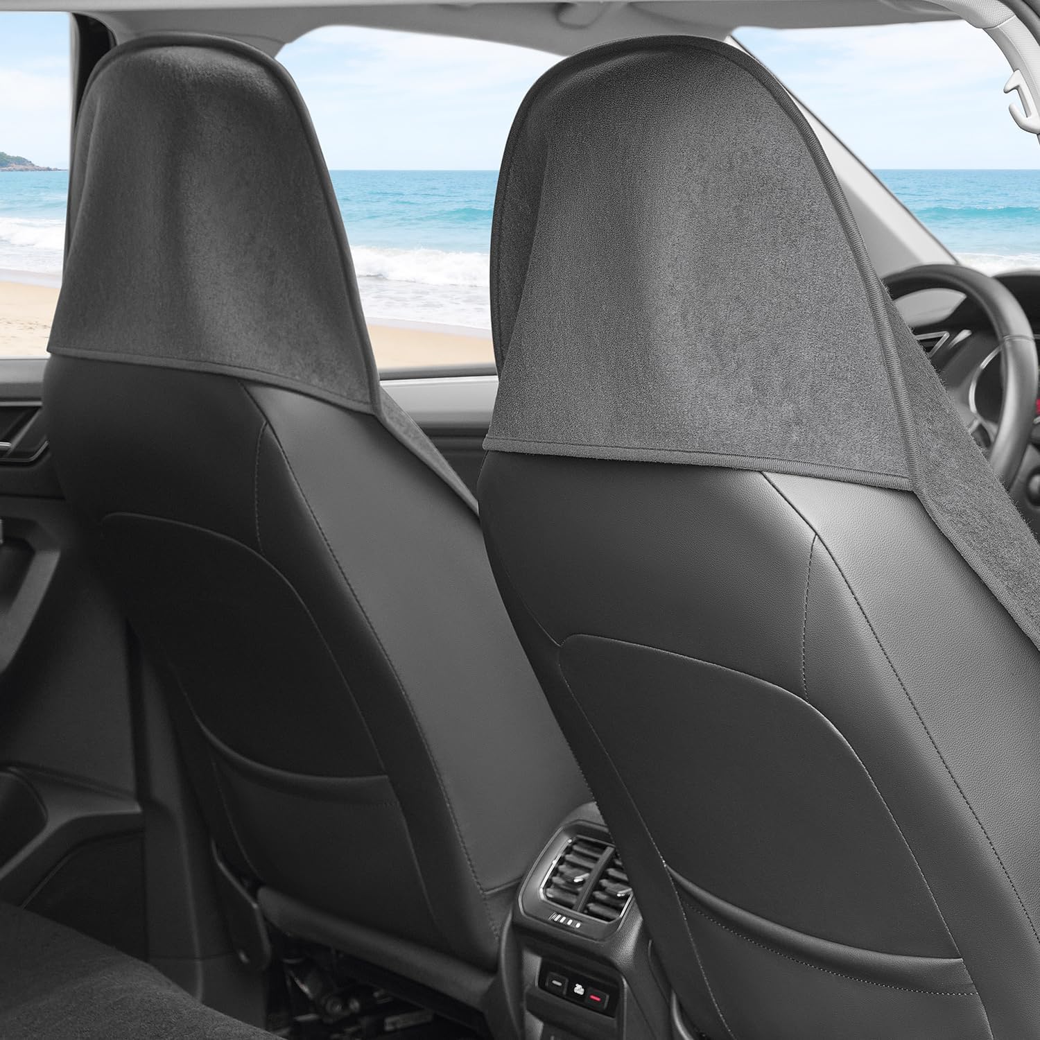 Waterproof Car Seat Cover Universial Fits Car Sweat Towel for Trucks SUV Car Seat Protector Grey 2 Pieces