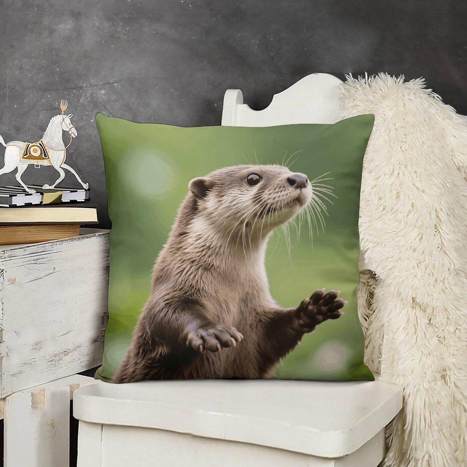 FodPand Boho Farmhouse Clawed Otter Pillow Covers with Hidden Zipper 24x24 Soft Plush Cushion Cover Decorative Throw Pillow Cases for Couch Bed Sofa Living Room Indoor Outdoor Home Decor