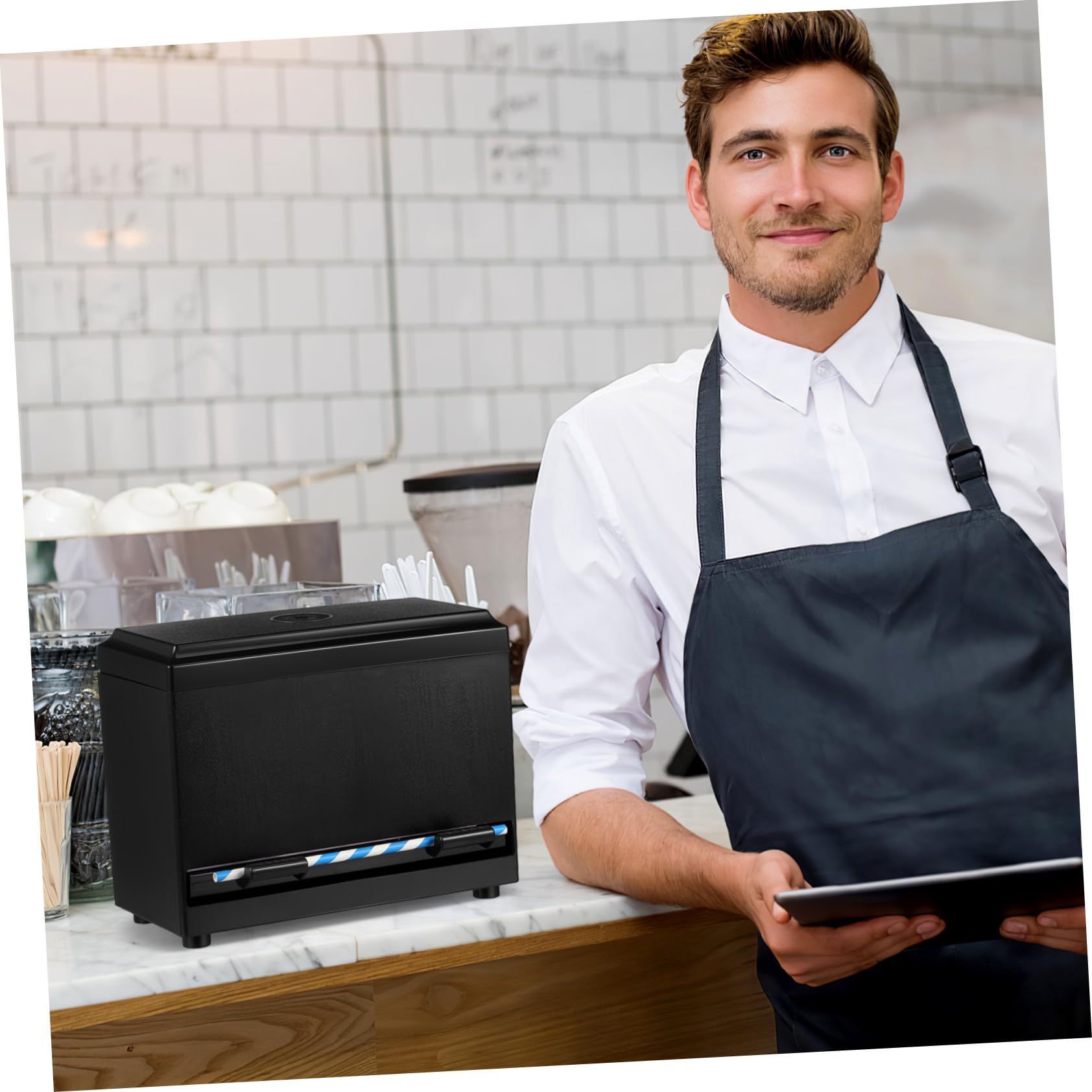 VICASKY 2 Stück Push Automatischer Strohhalmspender Praktische Aufbewahrungsbox für Trinkhalme Push Mechanismus Schnelle Ausgabe für Milchtee Cafés und Bars
