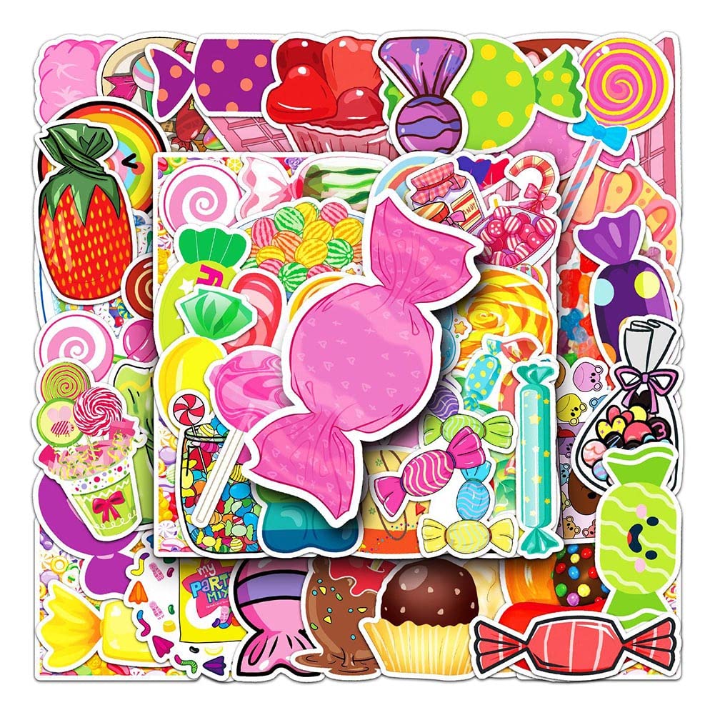 LIFEPAL Candy Stickers |50Pcs Colorful Candy Waterproof Vinyl Decals for Water Bottles Laptop Luggage Cup Computer Mobile Phone Skateboard