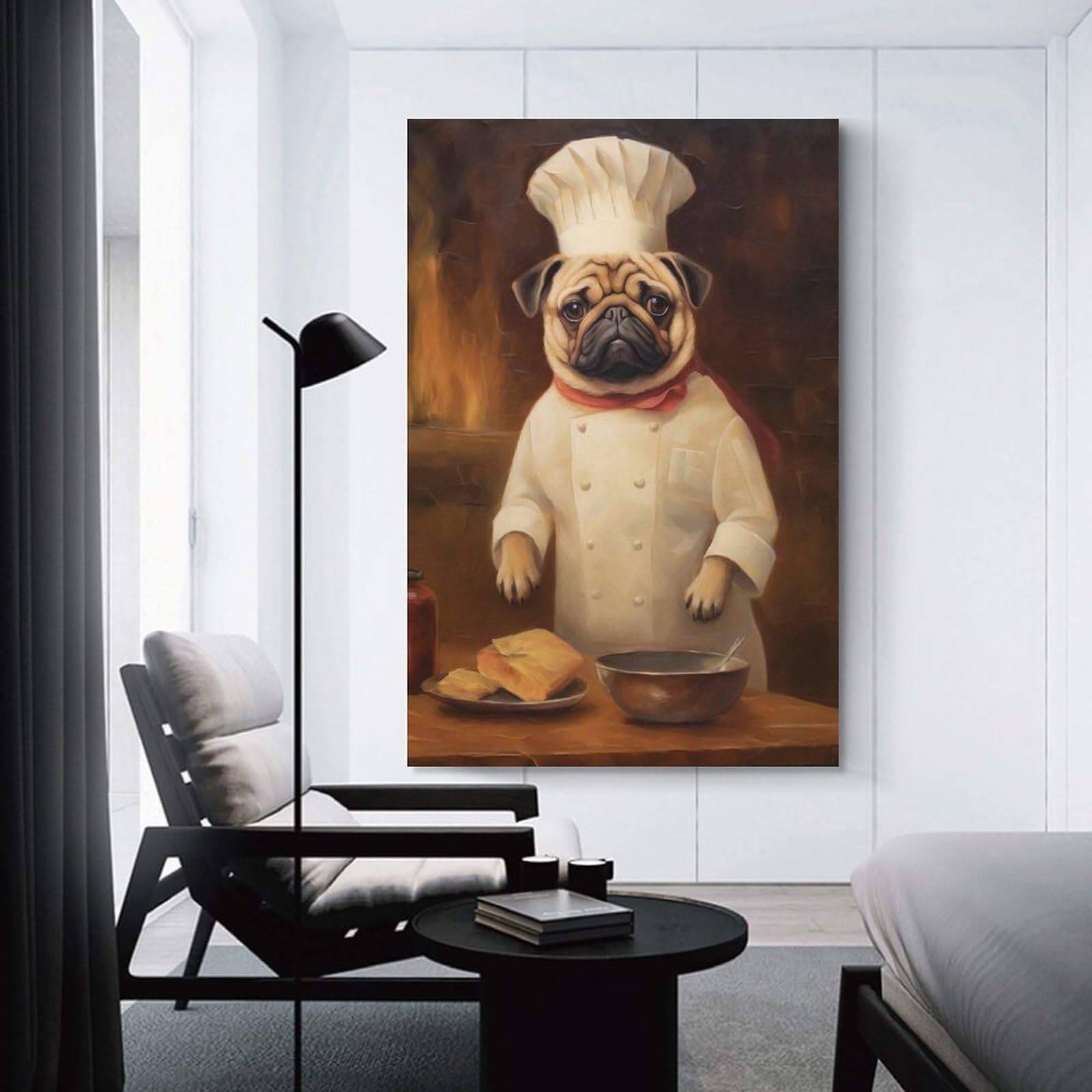 Junmoney Puppy Chef Wall Art Print 24x36inch(60x90cm), for Gallery Wall Layouts in Home Or Office, An Easy Match for Collected Prints