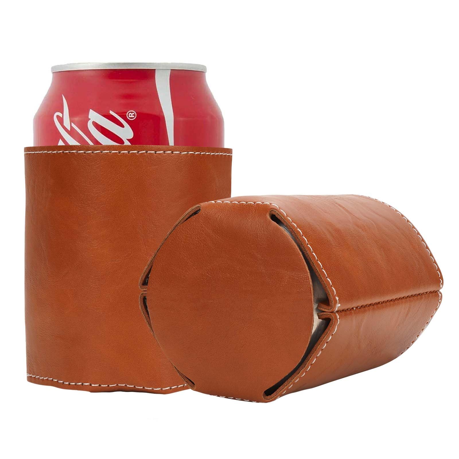 Refroidisseur canette cuir Linkidea : manchon isolant 350-500ml marron