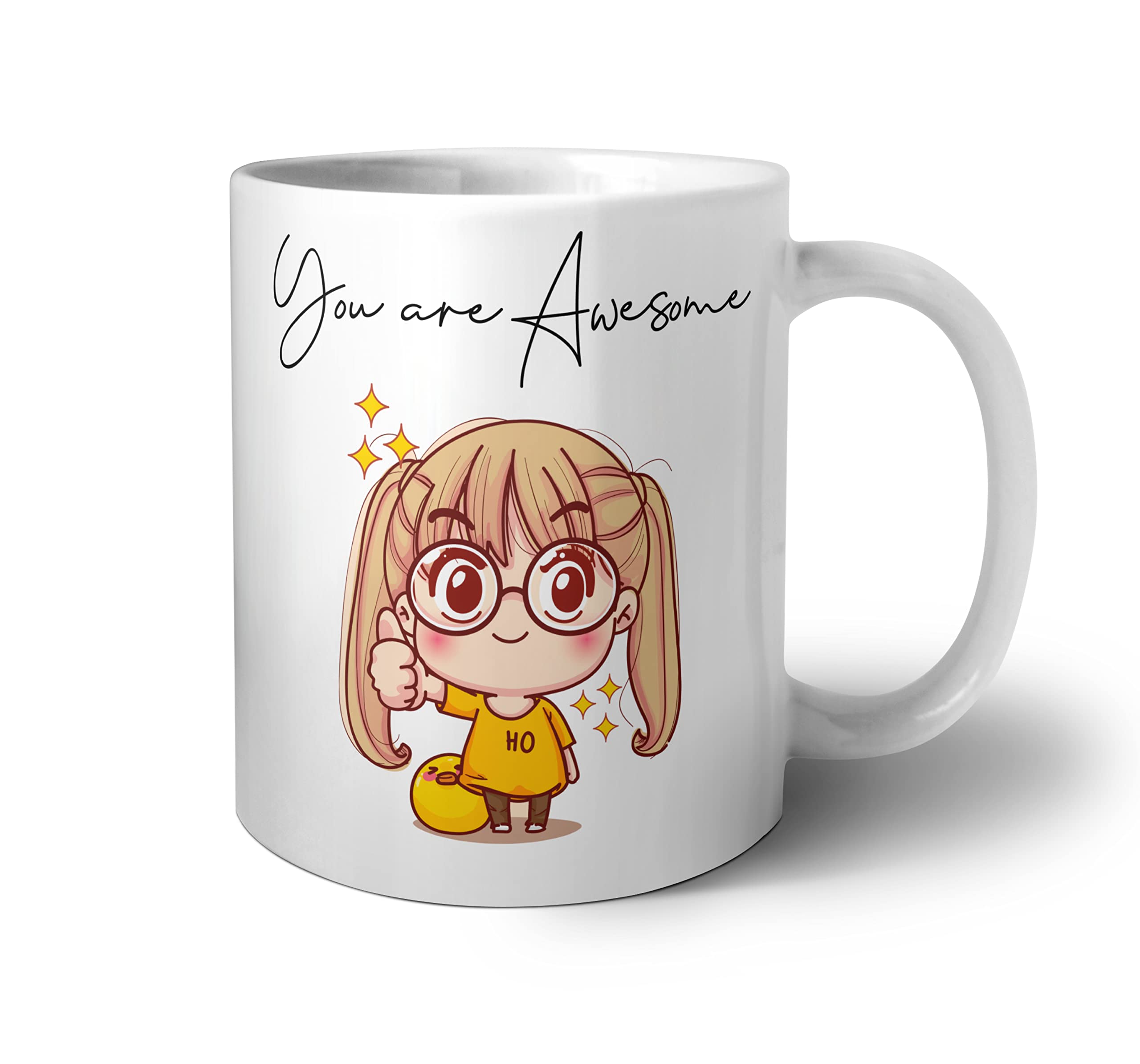 Hiker White Ceramic Chai Coffee Mug with ‘You're Awesome’ Printed Design for Tea Lovers, Funny Coffee Cups for Girls, Friends & Sisters Birthday Gifts (11oz | 325ml), (A016)