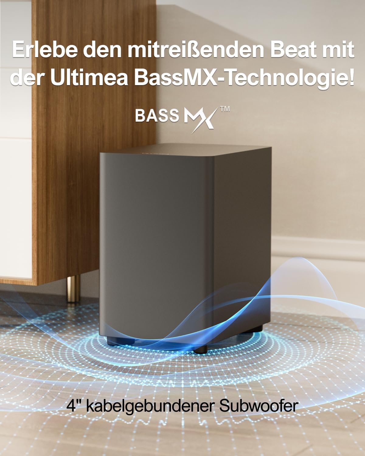 ULTIMEA 7.1ch Soundbar für TV Geräte, Heimkino Surround Sound System, 4 Surround Lautsprechern, 4" Subwoofer, App Steuerung, einstellbarem EQ, Bluetooth® 5.3, Aura A40