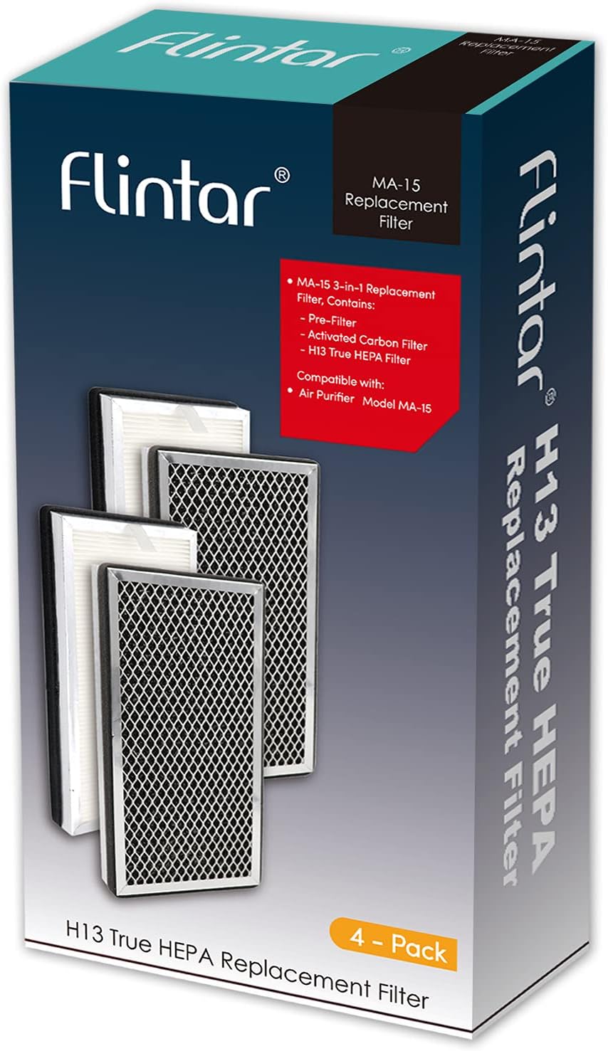 Flintar MA15 Replacement Filter, Compatible with MA-15 Air Purifier, 3-in-1 H13 Grade Filtration and Activated Carbon Filter Set, 4- Pack - Image 5