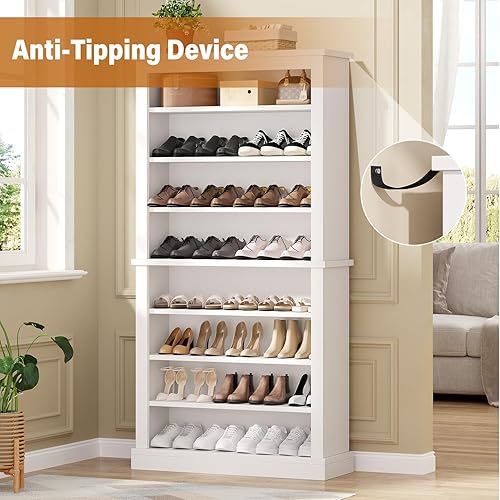 Miniatura 3 de Zapatero independiente, con capacidad para 40-45 pares, zapatero de 9 niveles de 71 pulgadas de alto con estantes ajustables, organizador de