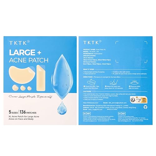 Miniatura 9 de TKTK Parches hidrocoloides grandes para espinillas de barbilla para cara, parche de acné contorneado XL para brotes de zit en la mandíbula, tiras de