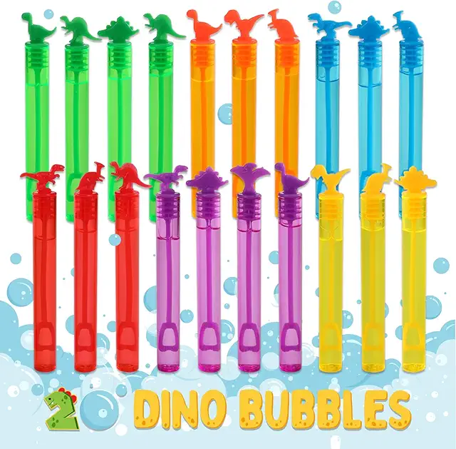 Magicat Dino - Juego de 20 pompas de jabón con diseño de dinosaurio en 6 colores para fiestas infantiles