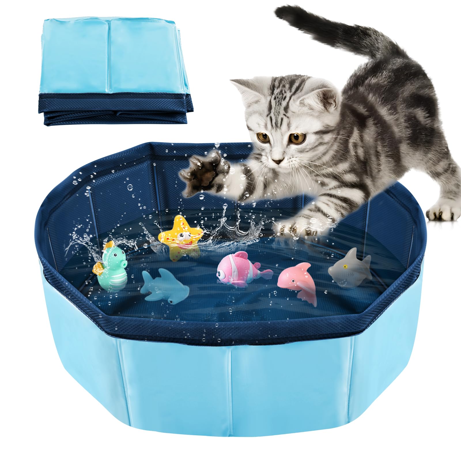 LQTSLFM Piscina Gatos, Piscina Perros y Gatos, Piscinas Plegable Gatos, Piscinas para Animal, Piscin para Gatos &Perros Pueden Jugar en el Agua, Bañarse y Descansar (50x10cm-RojoB) — view 12