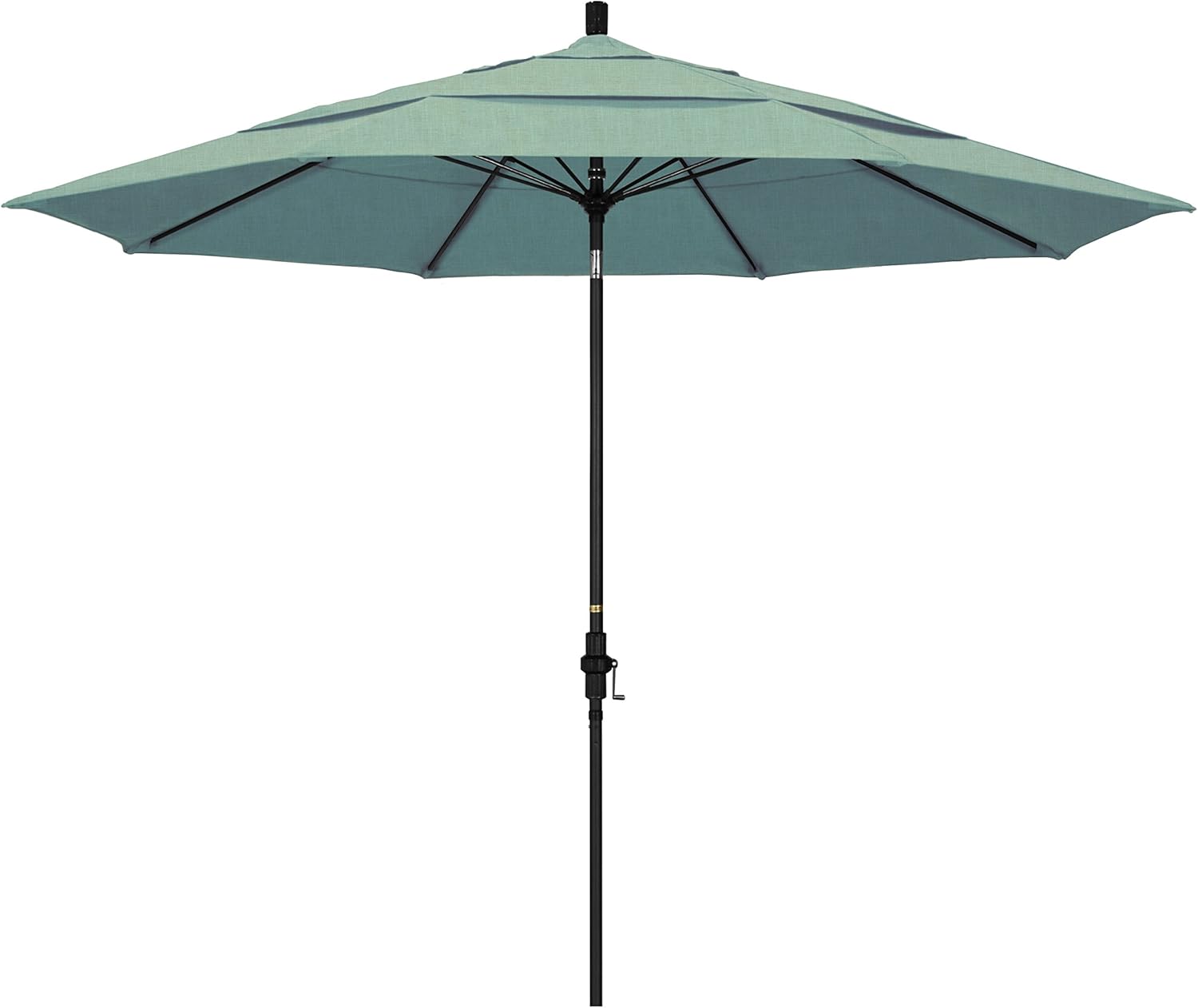 California Umbrella 11' Round Crank Lift, Collar Tilt, Aluminum Pole, Fiberglass Rib Patio Umbrella, Black Finish