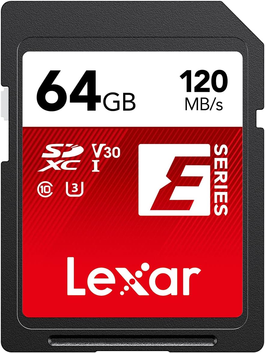 LexarSD Card 64GB, SDXC UHS-I Flash Memory Card, Up to 120MB/s Read, U3, V30, C10, Full-HD and 4K UHD (LSDESXX064G-BNNNG)