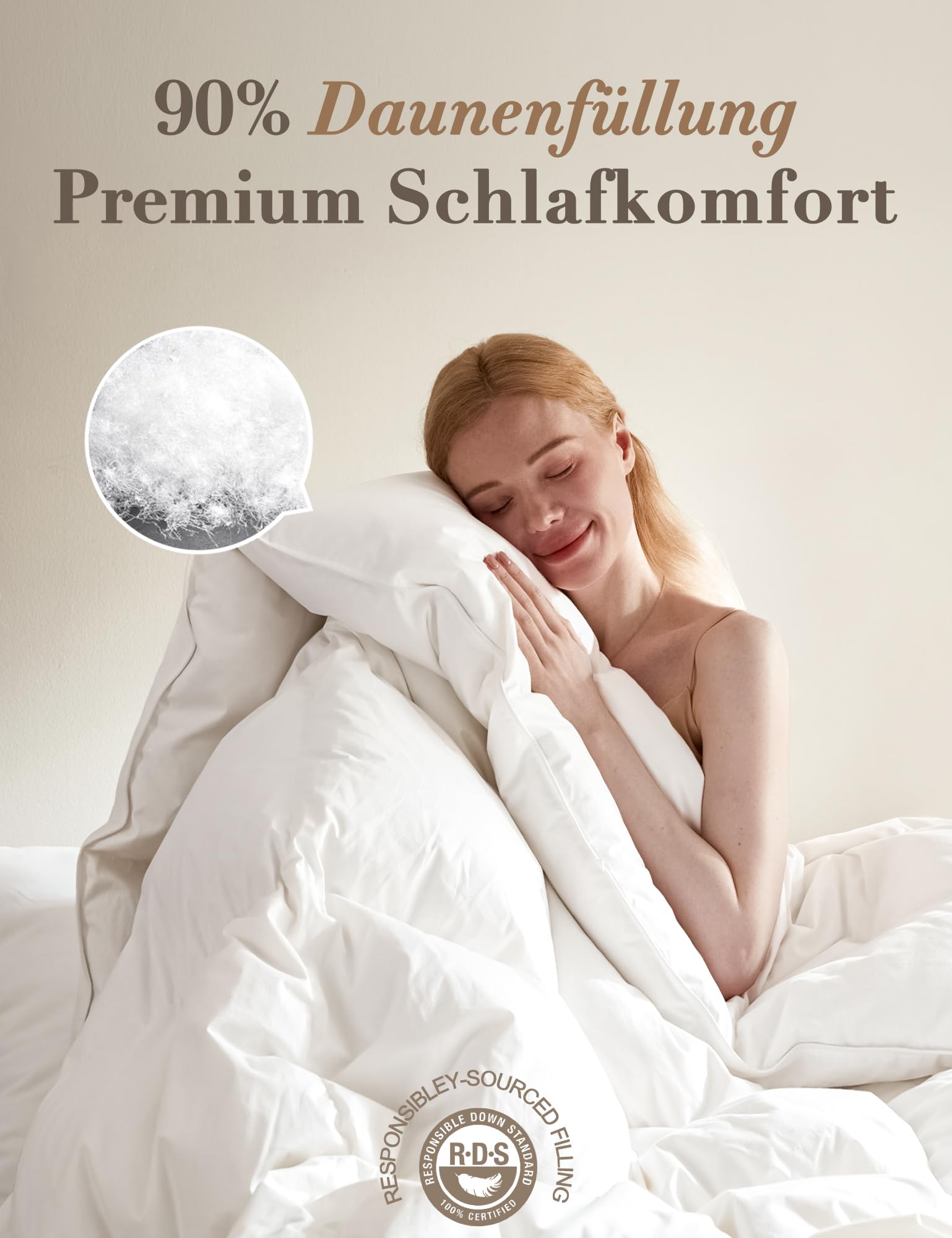 BPC Daunendecke 240x260 cm 90% Daunenfüllung 400g/m² Winterdecke