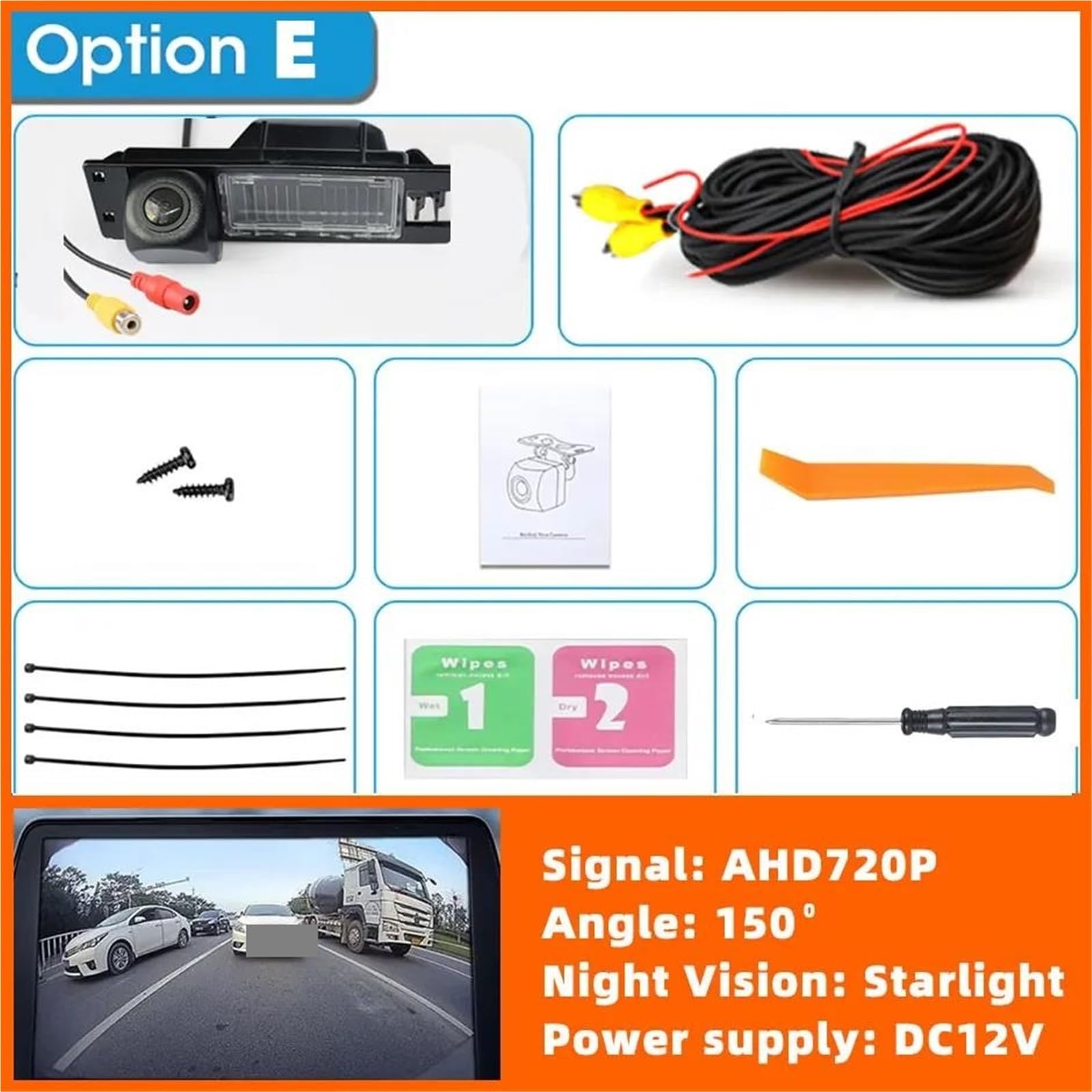 Cámara Marcha Atrás Coche Cámara Visión Trasera HD Luz Matrícula Inversa AHD O CVBS para Alfa para Romeo 147 Bz/DS 2000(AHD-720P)