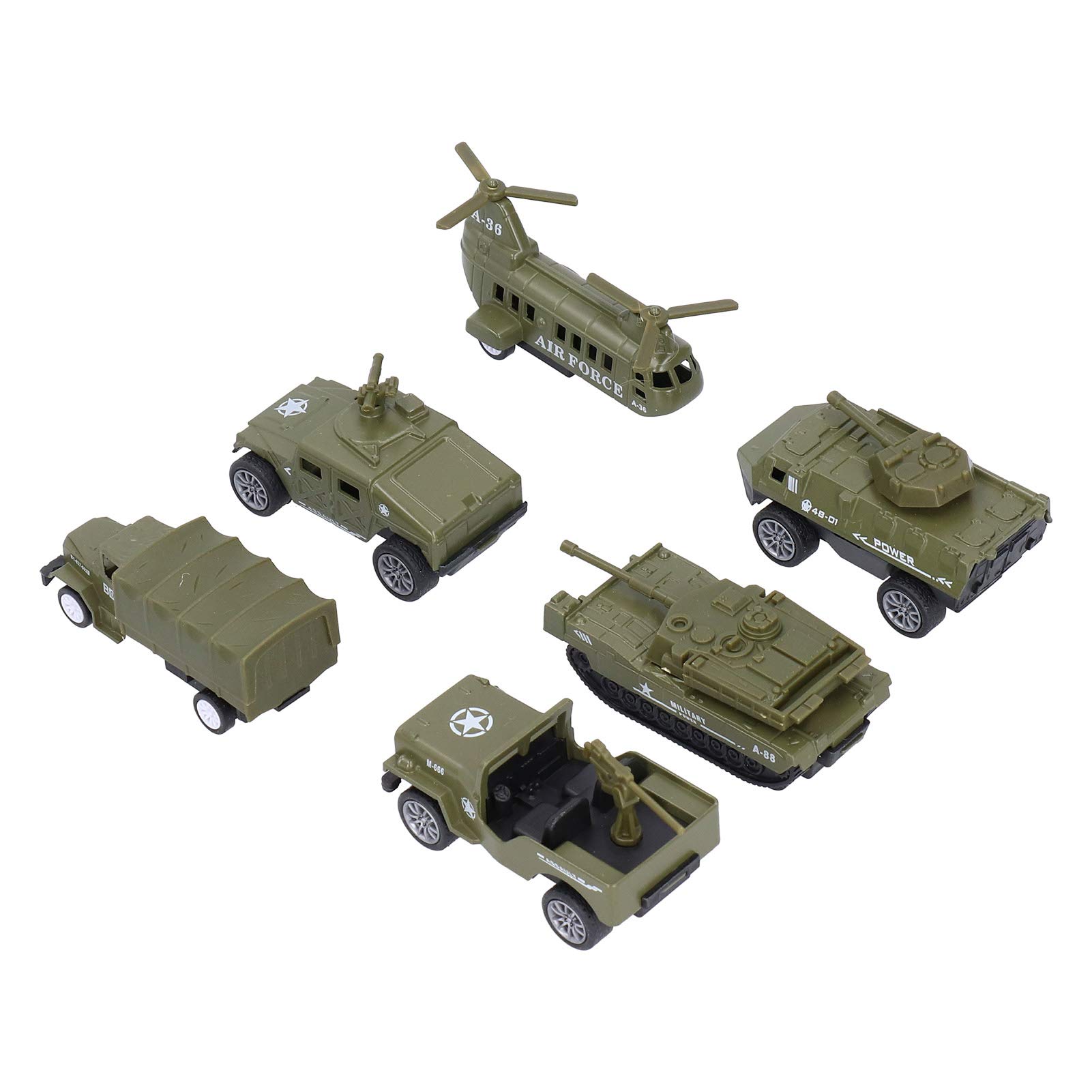 Modèle de Véhicules Militaires 1:64 Superbes Modèles de Véhicules de Camion-citerne à Tirer pour Enfants et Adultes, Ensemble de 6 Pièces pour les Collectionneurs et les Amateurs de Jouets