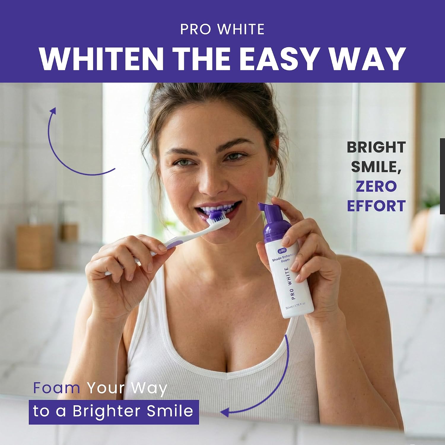 Whitening Foam - Tooth Whitening Foams for a Clean & Radiant Smile - Teeth Whitening Enhancer with a Gentle Formula Ideal for Everyday Use - Refresh Your Smile with Easy-to-Use Whitening Foam - 50ml