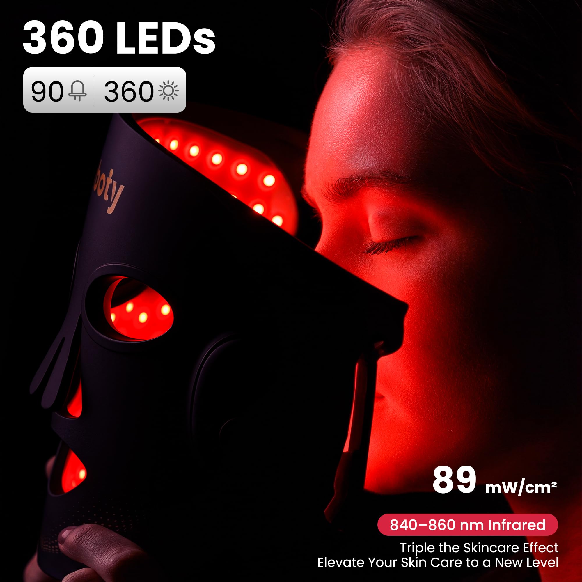 Red Light Therapy for Face, 4 Modes, Wireless 2000mAh Remote