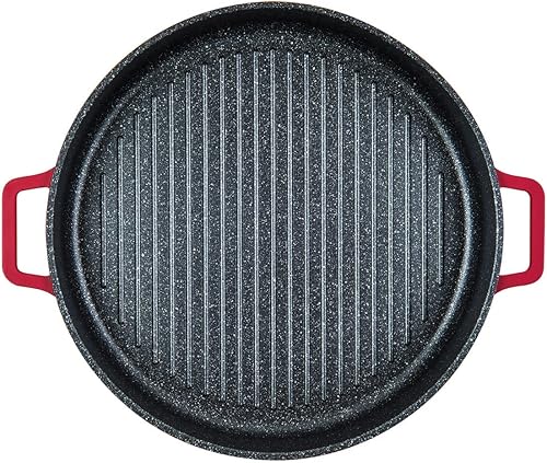 Miniatura 9 de MasterPan Sartén antiadherente para horno con tapa de vapor térmica, utensilios de cocina antiadherentes, 12 pulgadas, rojo,