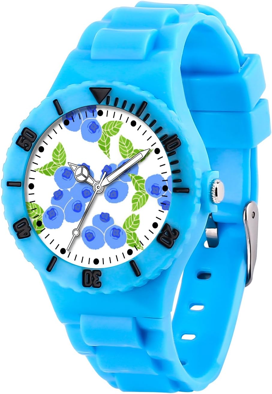 AIKURIO Kid's Watch Teaching Toy Analogue Quartz 30m Waterproof with Fruit Patterns Plastic Strap Removable Assembleable AKR008