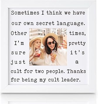 THYGIFTREE Funny Best Friend Gift for Women Sentimental Friendship Keepsake Picture Frame BFF Birthday Christmas Presents for Her Weirdo Cult Leader Soul Sister