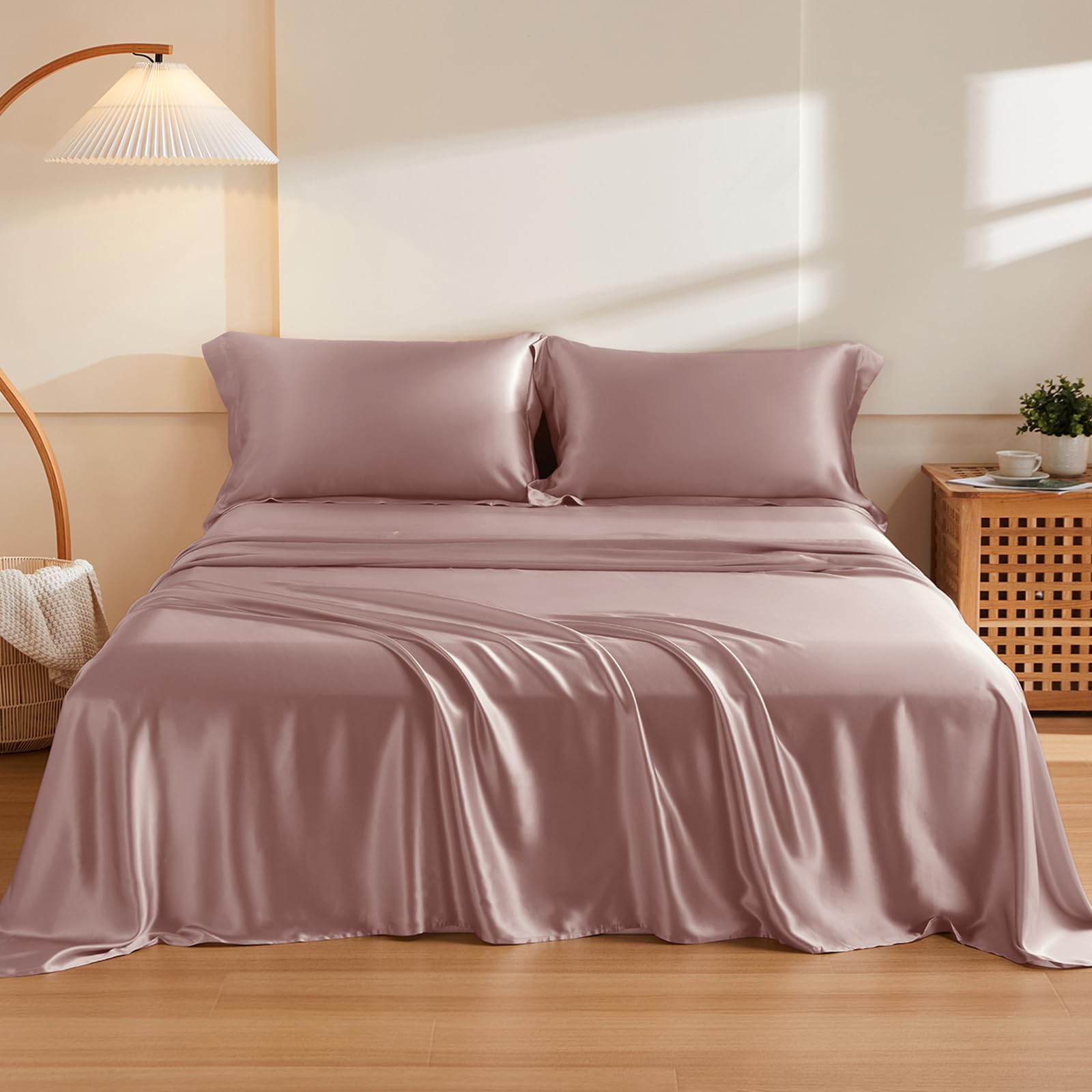 THXSILK 100% Pure 6A+ Mulberry Silk Sheet Set 4Pcs Queen Purple