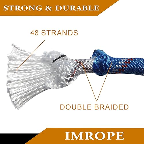 Miniatura 4 de IMROPE Cuerda de poliéster doble trenzada de 716 pulgadas, cuerda de 48 hebras de 100 pies para uso en interiores y exteriores (716 pulgadas - 100