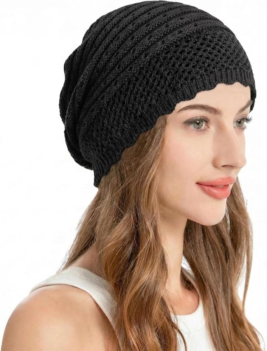 Crochet Slouchy Beanie for Women Soft Lightweight Skull Cap