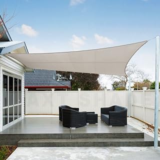 AXT SHADE Schaduwzeil 4x5m Rechthoek Waterdicht 95% UV-Bestending voor Buiten Luifel Balkon Tuin-Taupe