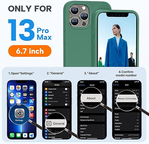 Miniatura 2 de Miracase - Funda diseñada para iPhone 13 Pro Max con protector de pantalla y forro de microfibra suave antiarañazos, funda de goma de silicona
