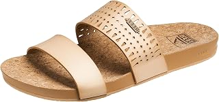 REEF Women's Cushion Vista Perf Sandals - Breathable Perforated Vegan Leather, Cork Footbed for All-Day Beach Comfort