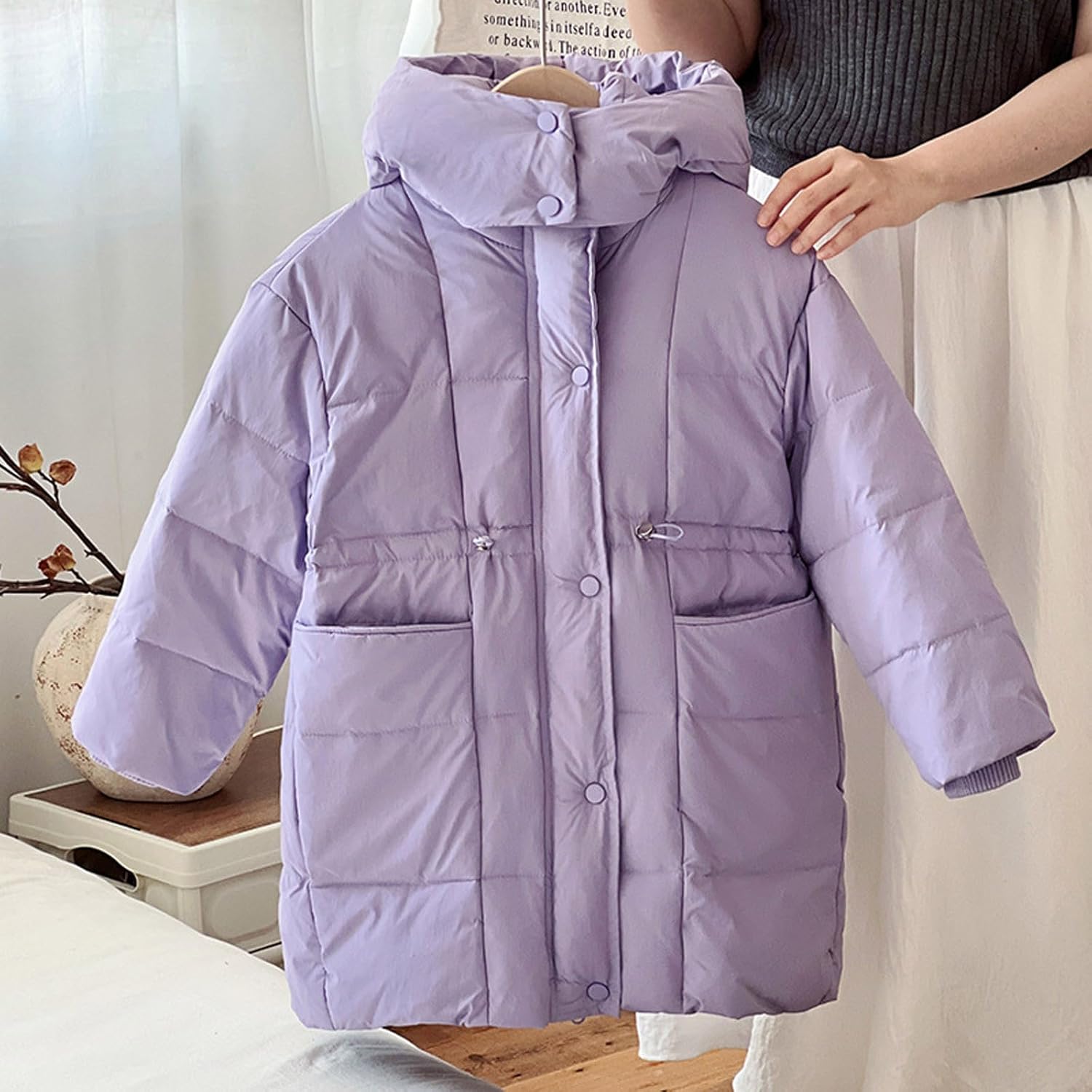 Girls Long Hooded Puffer Jacket Down Warm Winter Coats Kids Waterproof Windbreaker Overcoat 5-14 Years