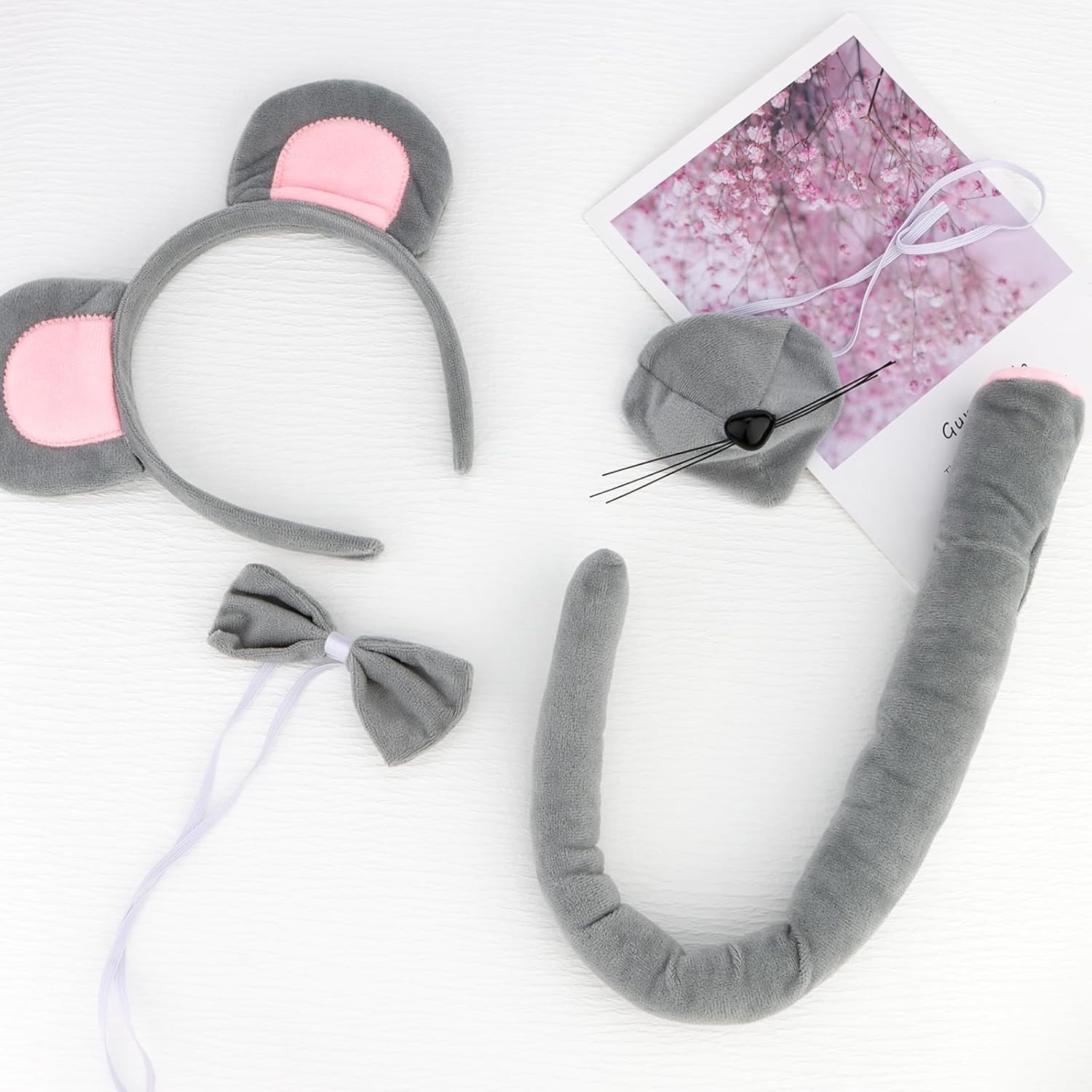 Mouse Costume Set for Women Adult Mouse Ears Headband Bowtie Nose and Tail Halloween Rat Ears Costume Kit Party Cosplay Accessories - Image 6