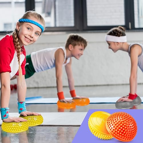Miniatura 7 de Meooeck Juego de cojines inflables para niños sensoriales con 3 cápsulas de equilibrio y 4 bolas de masaje con puntas, almohadillas de asiento para