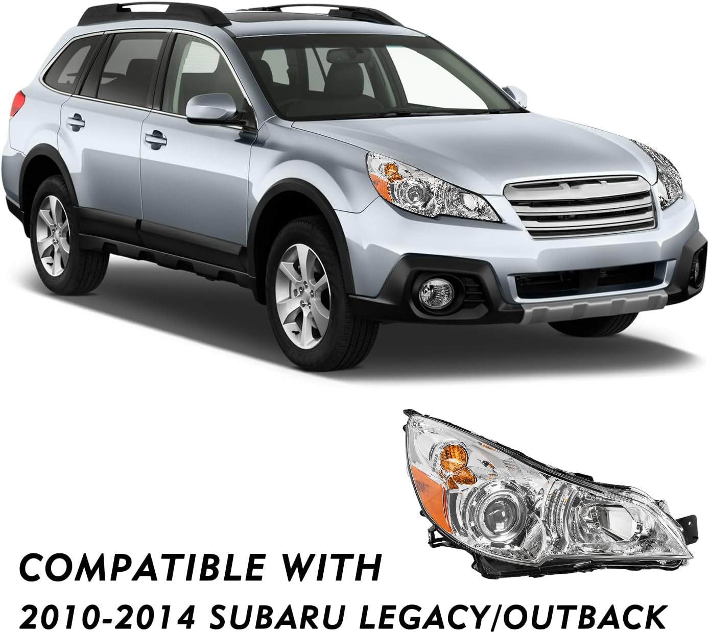 Headlight Assembly for 2010 to 2014 Subaru Outback Legacy Projector Headlamp (Right Passenger Side)