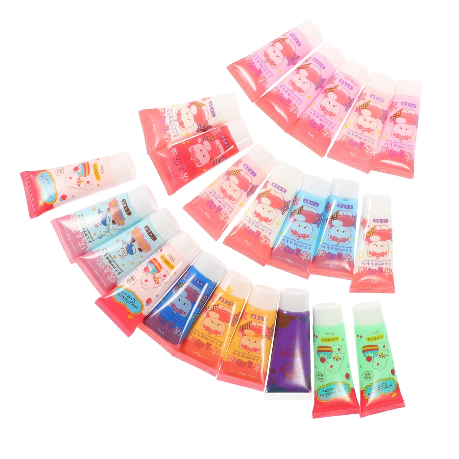 22 Pcs Simulation Cream Glue DIY Phone Case Decor Kit with Dual Nozzle Bottles for Pattern Making Safe Material for Cream Crafts and Accessories Random Color