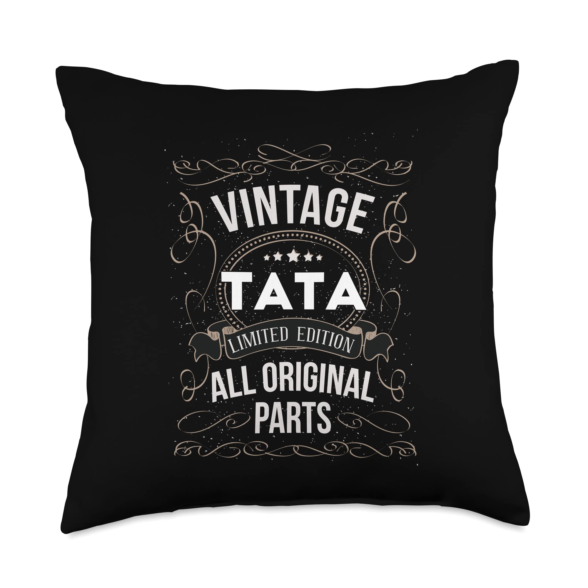 Mens Tata vintage all original parts Retro Grandpa Throw Pillow