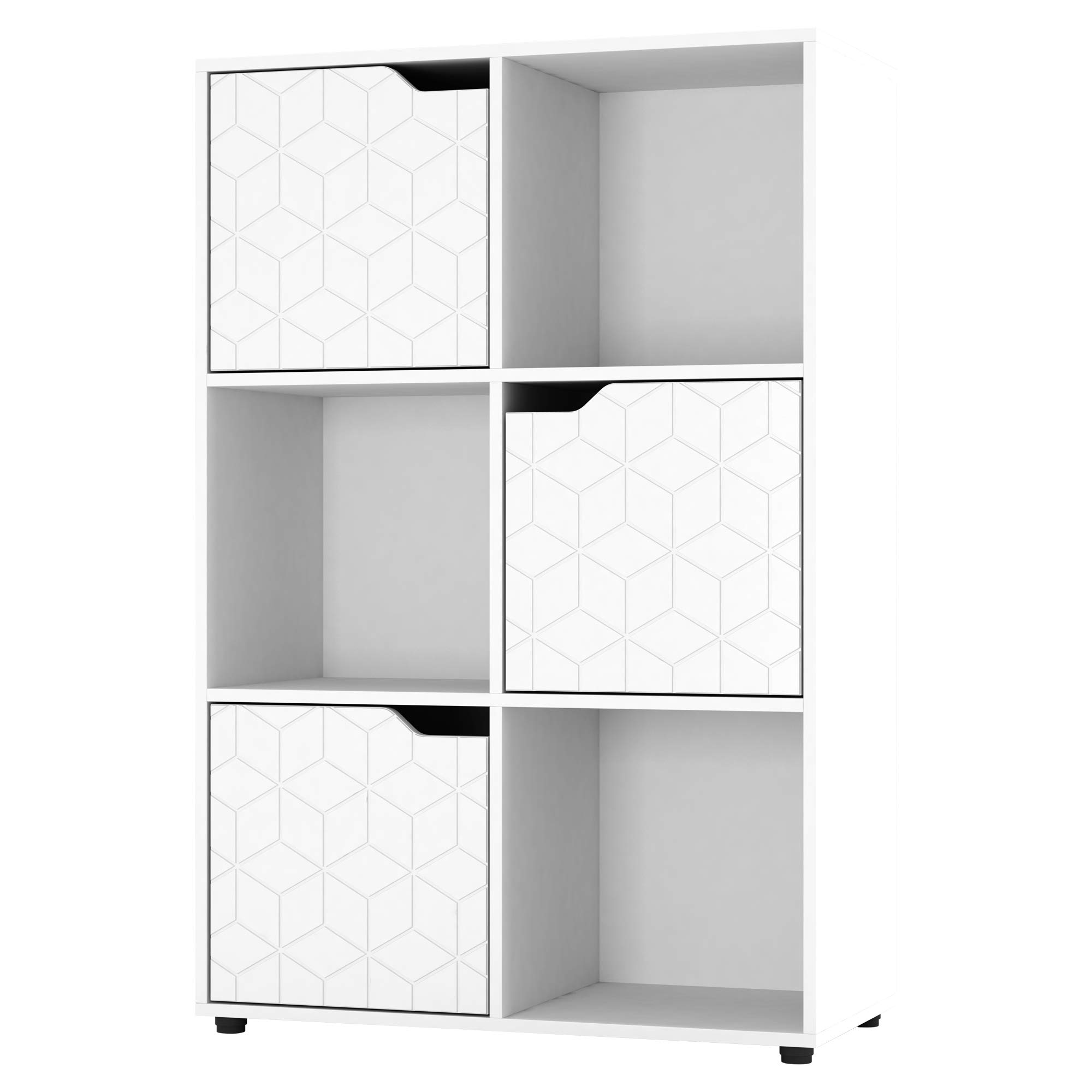 URBNLIVING White Wooden Cube Bookcase Geo Geometric Door Display Shelf Storage Shelving Cupboard (White Door, 2x3 Cube (6 Cube))