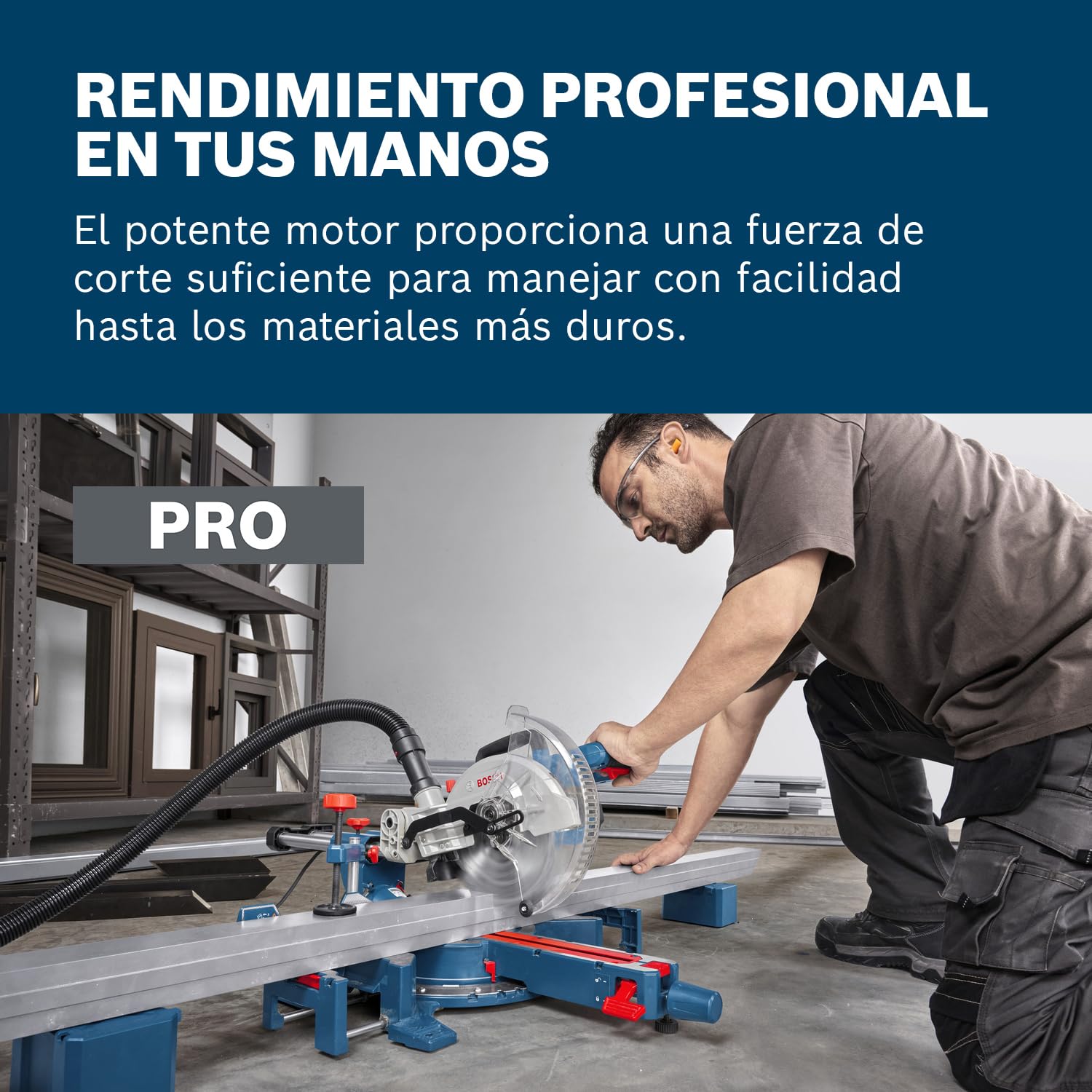 Bosch PRO Ingletadora telescópica GCM305-216S (incl. 2 cuchillas, 2 extensiones, regla de medición, pinza, bolsa para polvo y llave)