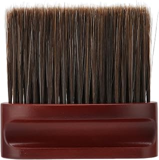Escova espanador de pescoço de barbeiro para corte de cabelo, escova profissional para espanador de pescoço de barbeiro, cabo de faia de cabelo de nylon macio, ferramenta de limpeza plana marrom escuro