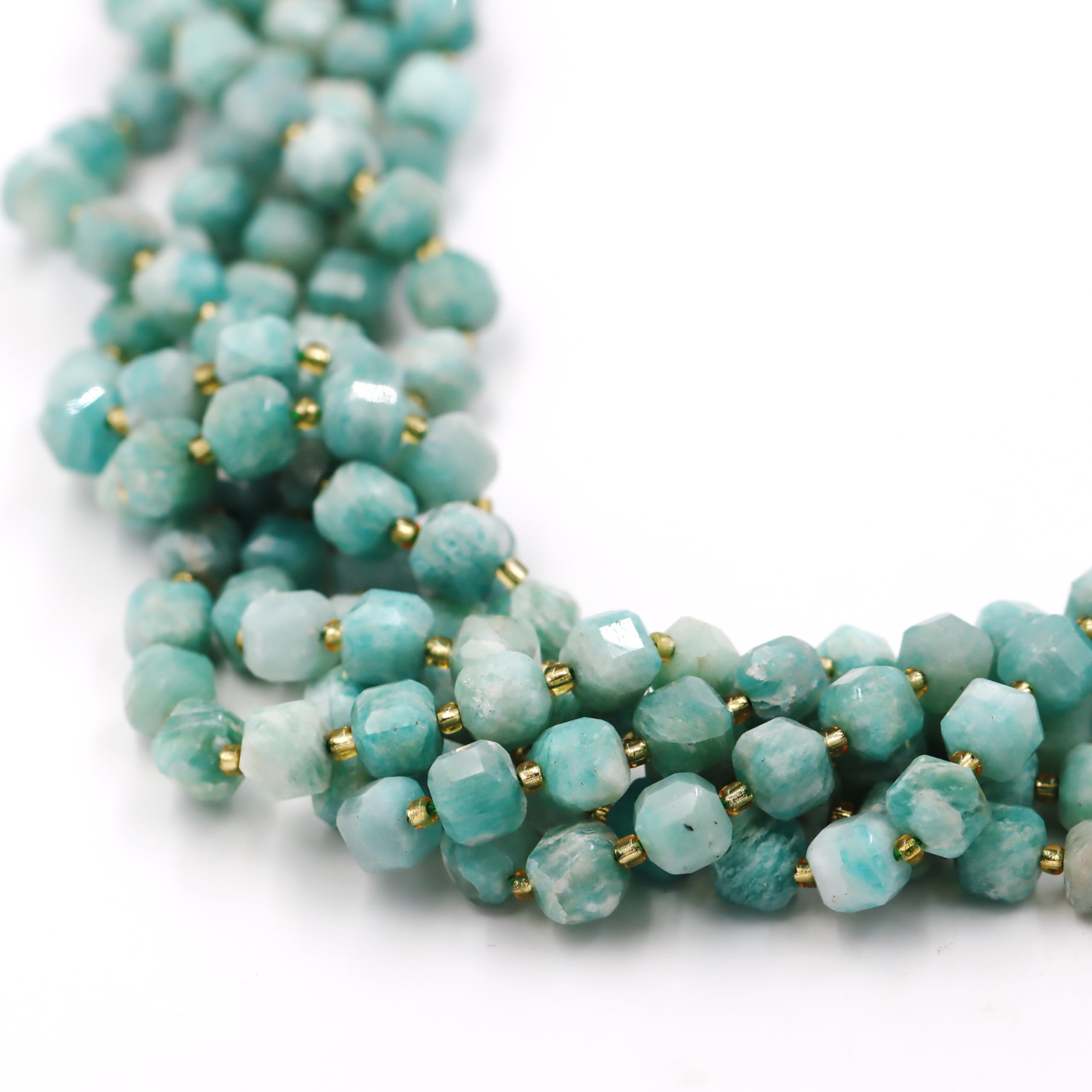 Koraliki z kamienia naturalnego do produkcji biżuterii, sprzedawane na torbę 5-pasma wewnątrz, fasetowana kostka Russia Amazonite 6mm