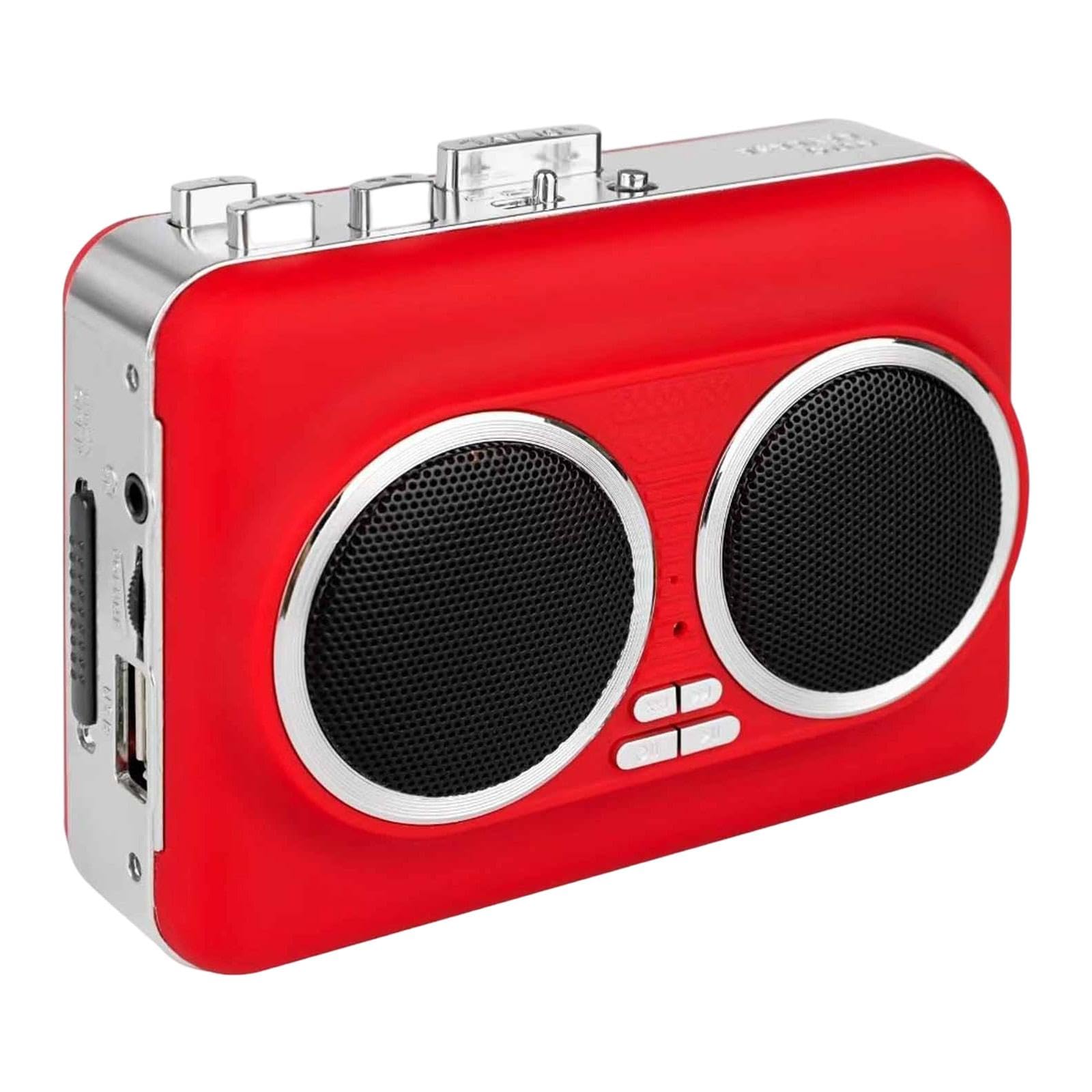 BNF® Cassette to MP3 Converter USB Office with Earphone Jack Cassette Tape Player Red-Electronics-Portable Media Players-Cassette Players