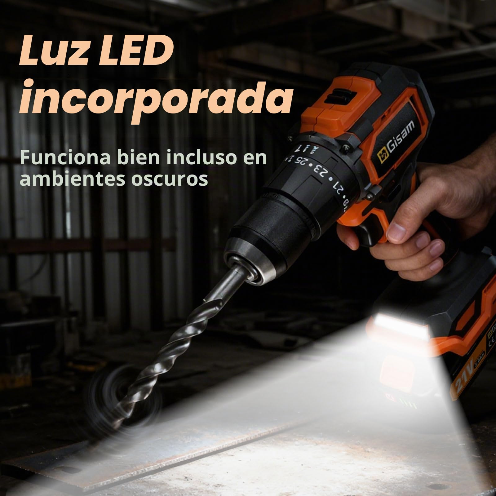 Taladro a Batería 21V, Kit Taladro Inalámbrico Con 2 Baterías, Motor Brushless 1200W 75Nm, 25+3 Niveles, Mandril 13mm, 2 Velocidades, Gran LED, 29 Accesorios Para Hogar & DIY de Jardín
