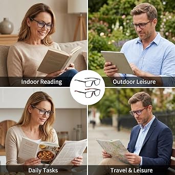 2 PCS Vision Sync Multifocal Glasses Women and Progressive Multifocal Reading Glasses, Visionsync Multifocal Glasses and Varifocal Glasses Mens for Daily Activities and Extended Wear