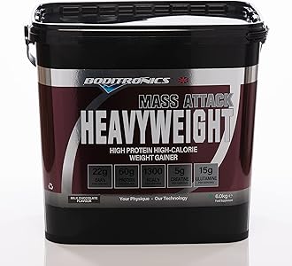 Boditronics Mass Attack Heavyweight Mass Gainer Powder with 60g Protein, 214g Carbohydrates, 5g Creatine per Serving, Milk Chocolate, 6kg