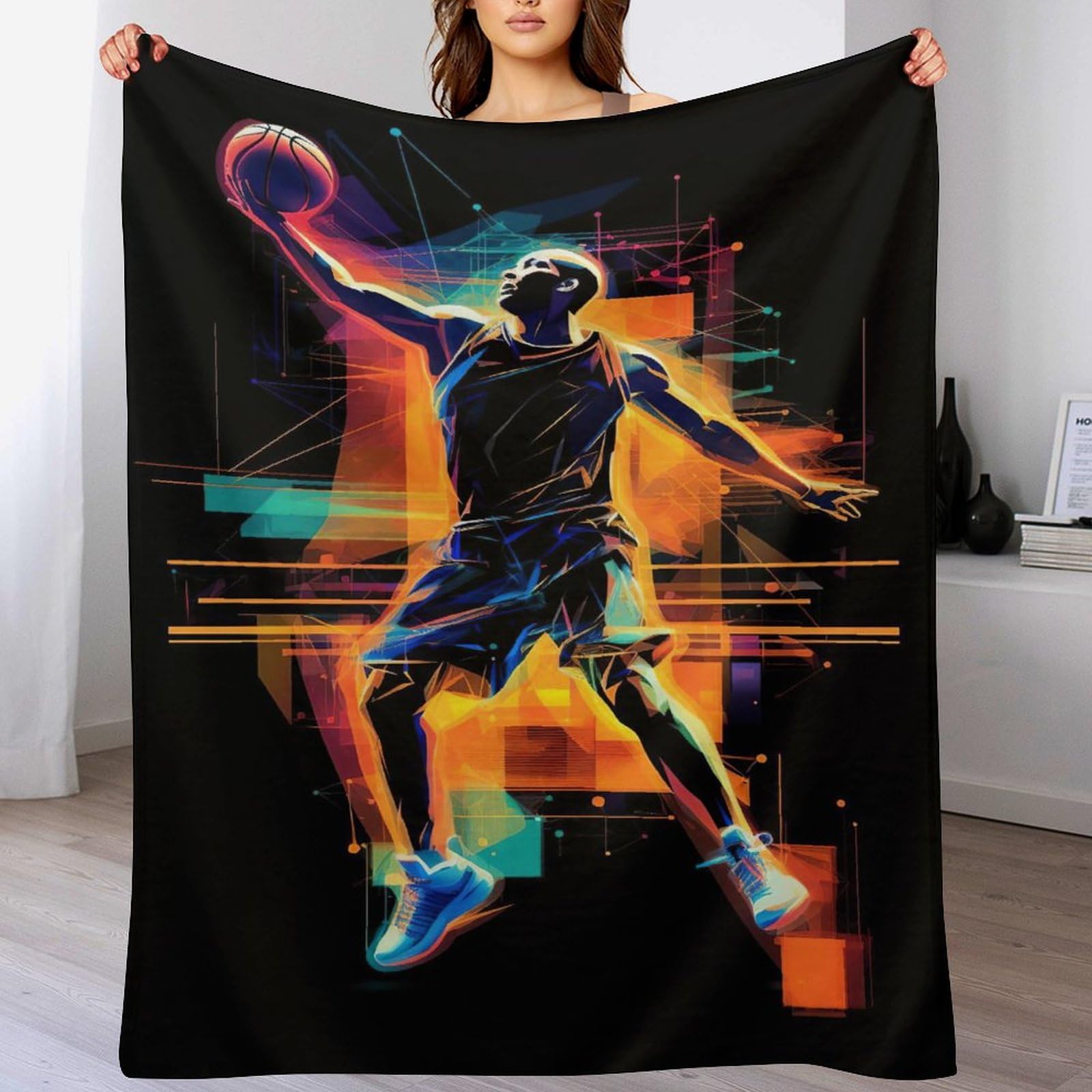 Couverture basket-ball en flannel douce et couvre-lit chaud pour canapé 140x180cm
