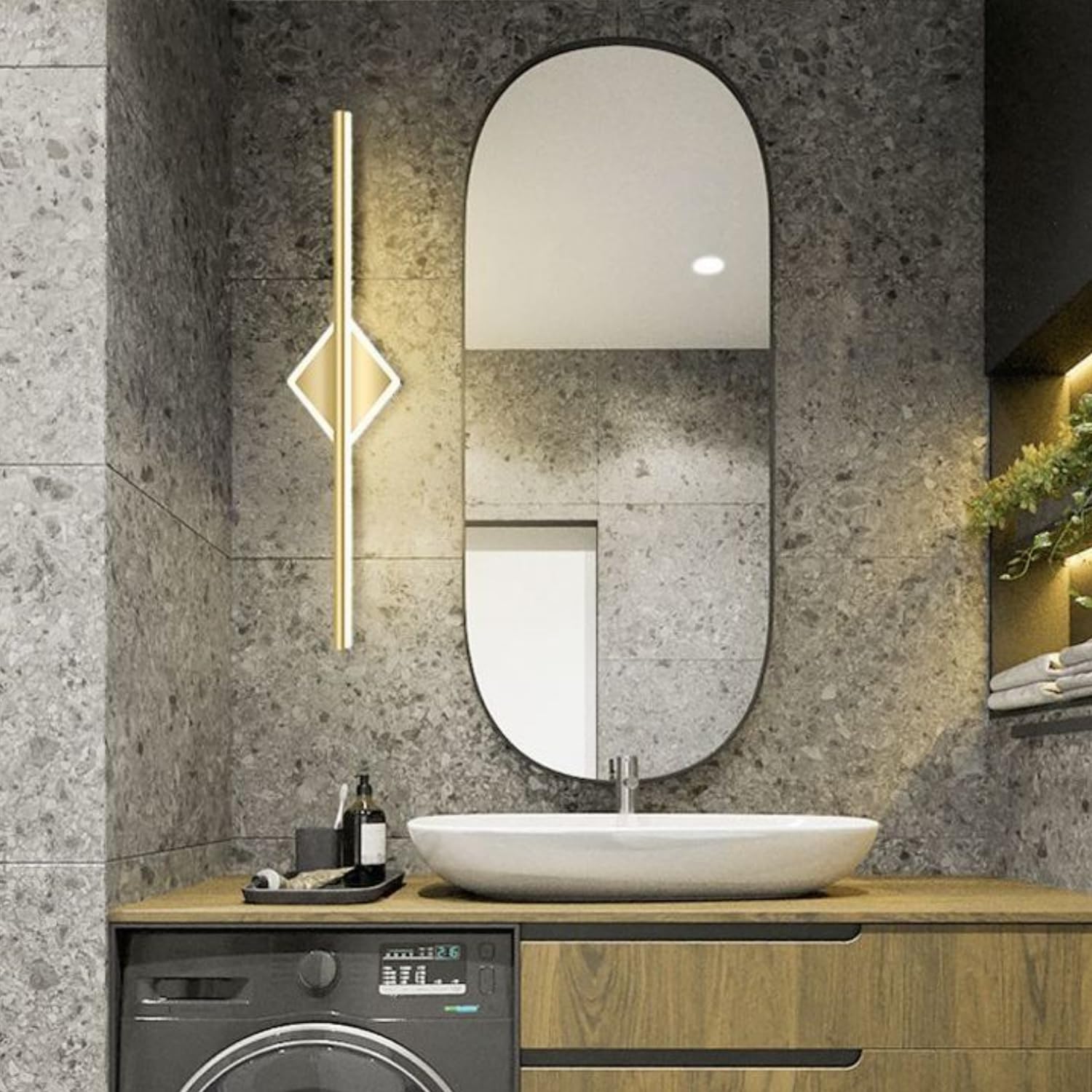 Luce specchio bagno Oro/Nero Lampada Specchio Bagno Luce per Specchio Bagno LED Moderna Illuminazione da Parete (Diamante d'oro, 80 centimetri)