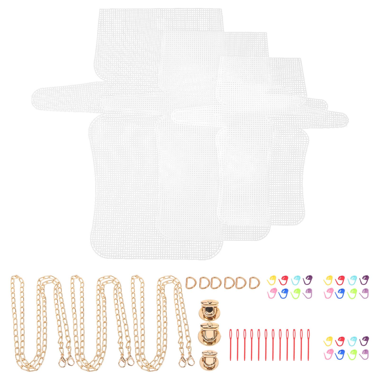 EXCEART 3 Juegos Hojas de Costura de Crochet, Láminas de Lona Plástica y Metal, Malla, para Tote y Bolsa, Accesorios de Acolchado, DIY de Bolsos, Principiantes y Creadores Avanzados