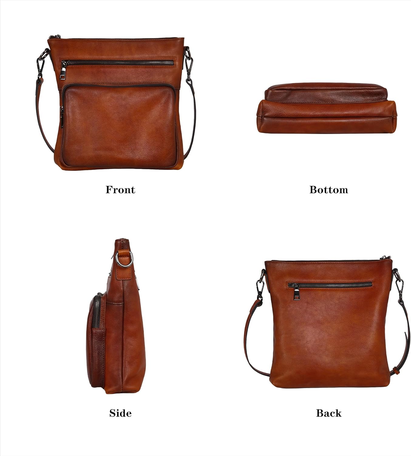 HESHE Genuine Leather Crossbody Purses for Women Soft Leather Purse Satchel Shoulder Bags with Multi Pockets - Image 5