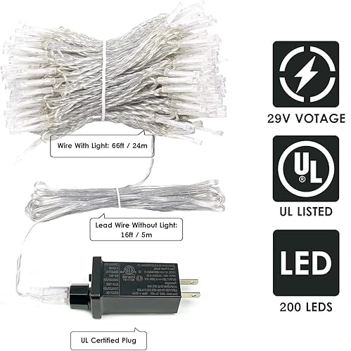 Miniatura 3 de SANJICHA Decoraciones del 4 de julio, 100 luces LED de 33 pies para interiores y exteriores, luces rojas, azules y blancas, 8 modos de luces