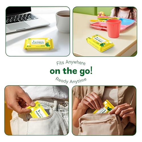 Miniatura 4 de Toallitas húmedas de viaje sin perfume, 99% de agua purificada para pieles sensibles, toallitas de bolsillo hipoalergénicas y sin plástico, 48