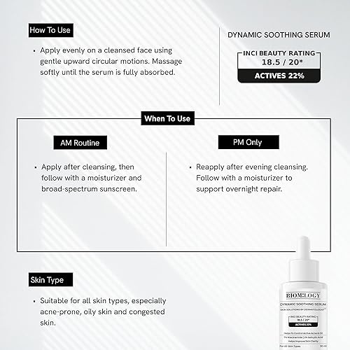 Miniatura 7 de Biomlogy Suero calmante para piel propensa al acné Tratamiento del acné con 7% de niacinamida y 2% ácido salicílico Ayuda a controlar el acné